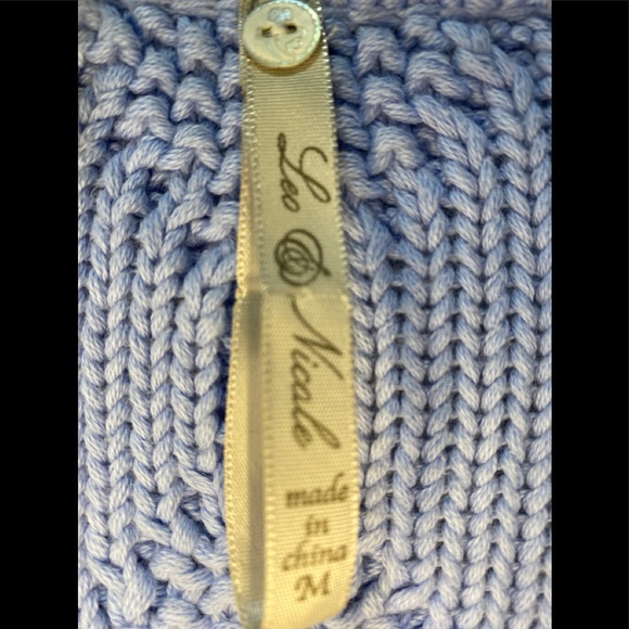 EUC pretty blue Leo & Nicole chunky knit 100% cotton zip up sweater. - Picture 2 of 8